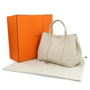 HERMES Garden Party 36 PM Tote Bag Vache Country Craie A Purse 90288080